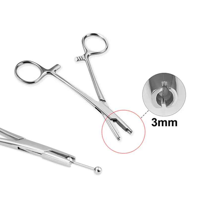 Kleszcze do piercingu 1 szt. – stal chirurgiczna, do septum, tragus, wargi i pępka