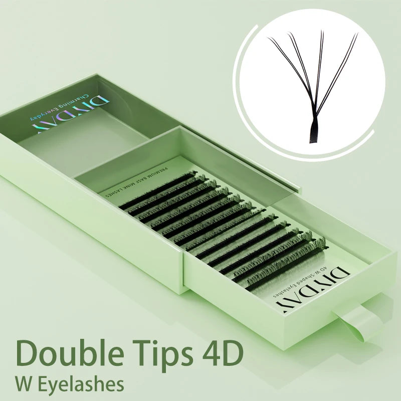 Rzęsy do przedłużania W Shape DIYDAY – gotowe kępki 3D–8D, miękkie i naturalne