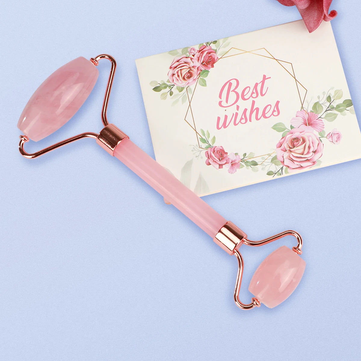 Różowy Jadeit – Roller do twarzy z kwarcu różowego, pielęgnacja skóry i redukcja zmarszczek