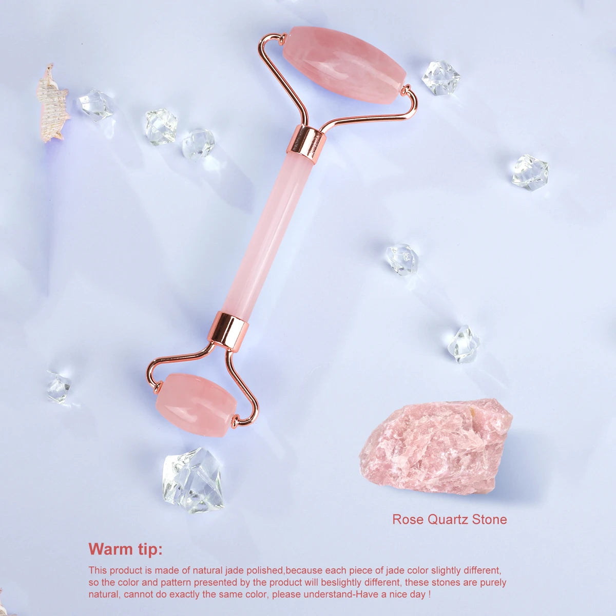 Różowy Jadeit – Roller do twarzy z kwarcu różowego, pielęgnacja skóry i redukcja zmarszczek
